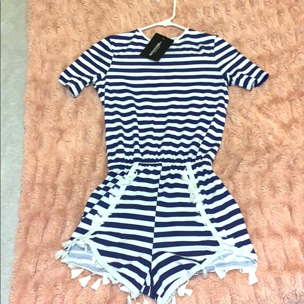 Striped cotton romper